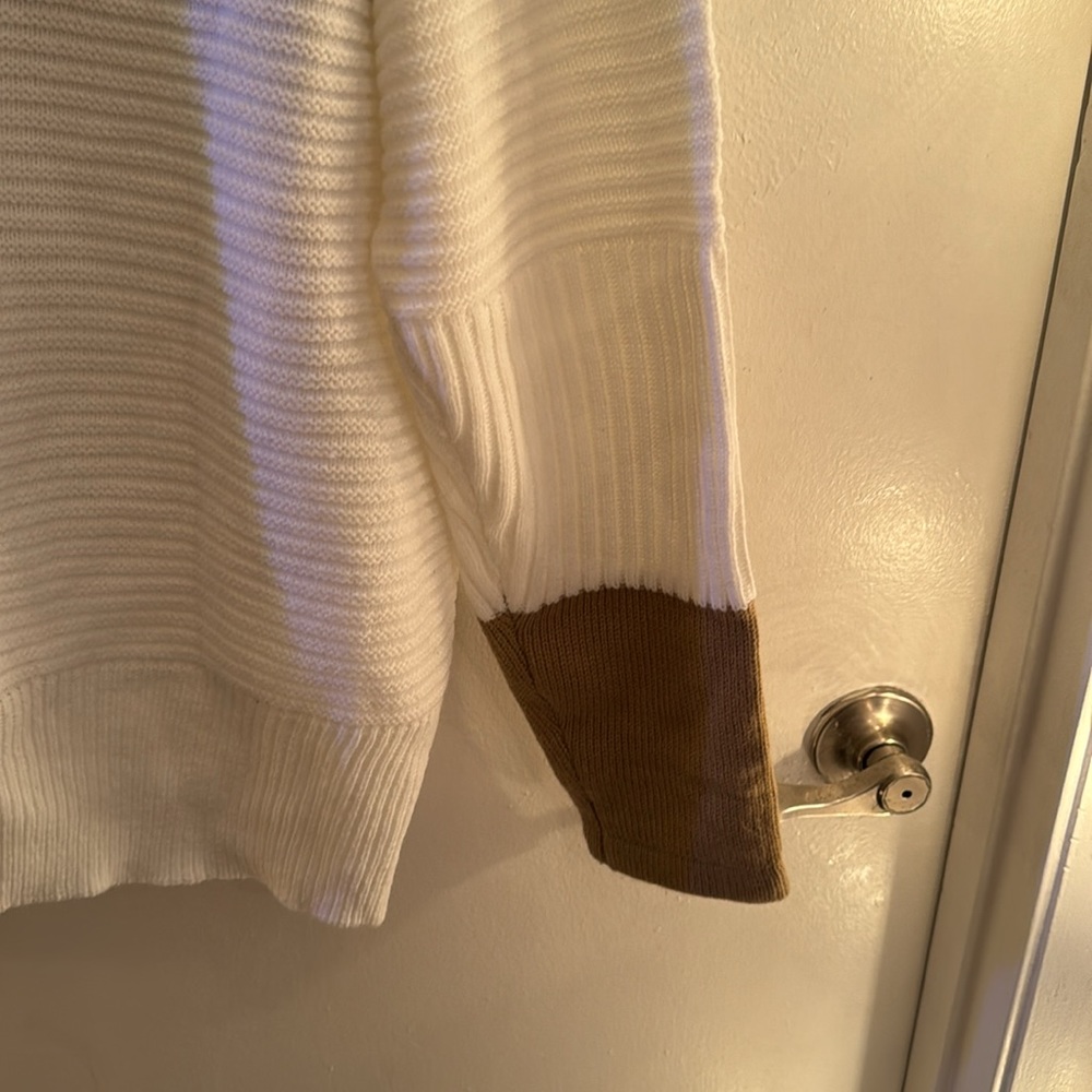 Tan And Cream Color Block, Mock Turtleneck Sweate… - image 2